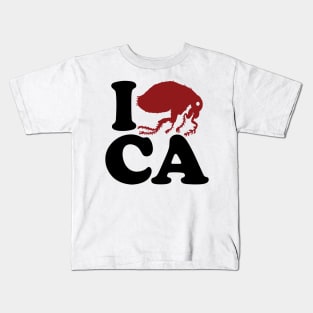 California I FLEE (flea) CA, I Left California, Funny I Love California Parody Kids T-Shirt